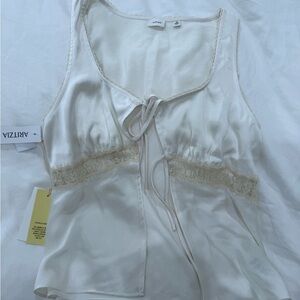 Aritzia Cream Sleeveless Top silk nwt